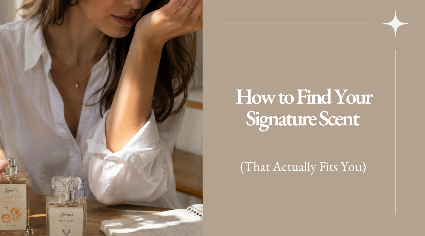 Woman testing perfume on her wrist to find her signature scent