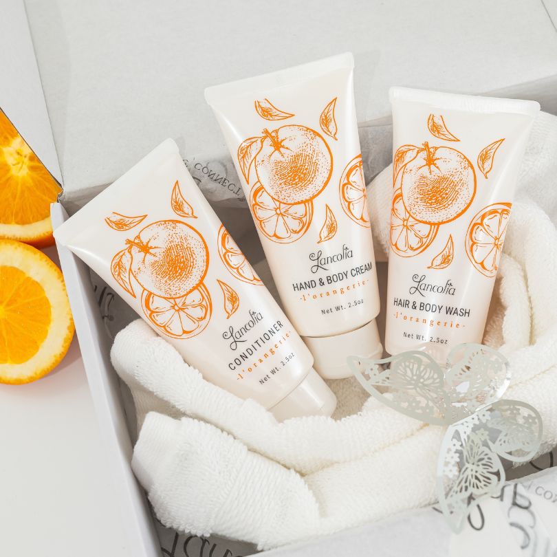 beauty box luxurious premium spa gift set citrus scent lorangerie travel size lancolia effortless skincare