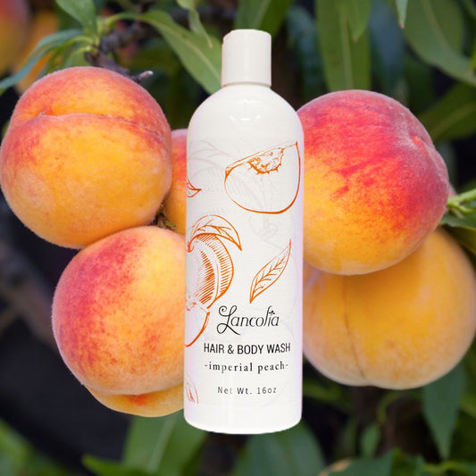 Imperial Peach shampoo and body wash peach scent fragrance lancolia